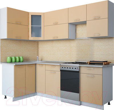 Кухонный гарнитур Интерлиния Мила Gloss 50-12x24 (капучино глянец)
