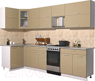 Кухонный гарнитур Interline Мила Gloss 50-12x29 (капучино глянец)