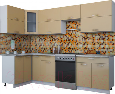 Кухонный гарнитур Interline Мила Gloss 60-12x28 (капучино глянец)