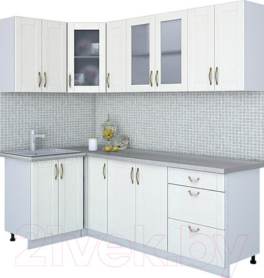 Кухонный гарнитур Интерлиния Мила Крафт 1.2x2.3 (дуб полярный)