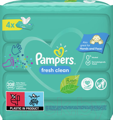 Влажные салфетки детские Pampers Fresh Clean (4x52шт)