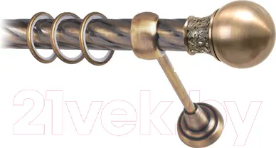 Карниз для штор Lm Decor Тифани 037 1р витой 25мм (антик, 1.8м)