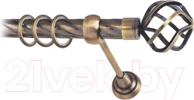 Карниз для штор Lm Decor Булава 097 1р витой 25мм (антик, 1.8м)