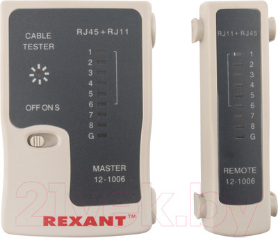 Кабельный тестер Rexant RJ-45+RJ-11 / 12-1006