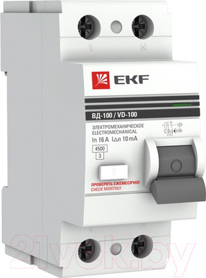 Устройство защитного отключения EKF PROxima ВД-100 2P 32А 30мА / elcb-2-32-30-em-pro