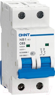 Выключатель автоматический Chint NB1-63 2P 10A 6кА C / 179656