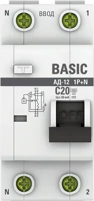 Дифференциальный автомат EKF Basic АД-12 1P+N 20А 30мА АС C / DA12-20-30-bas