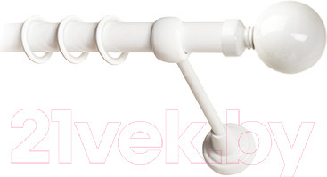 Карниз для штор Lm Decor Шар большой 059 1р гладкий 25мм (белый глянец, 2.8м)