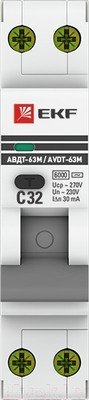 Дифференциальный автомат EKF АВДТ-63М 16А/30мА / DA63M-16-30