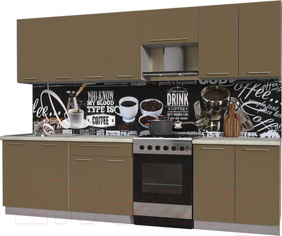 Кухонный гарнитур Interline Мила Пластик 2.9 А (капучино глянец/опал светлый)