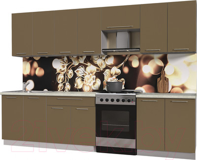 Кухонный гарнитур Interline Мила Пластик 3.0 А (капучино глянец/опал светлый)