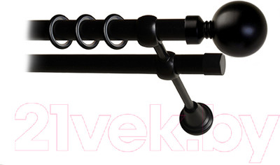 Карниз для штор Lm Decor Шар большой 059 2р гладкий 25/16мм (черный матовый, 1.8м)