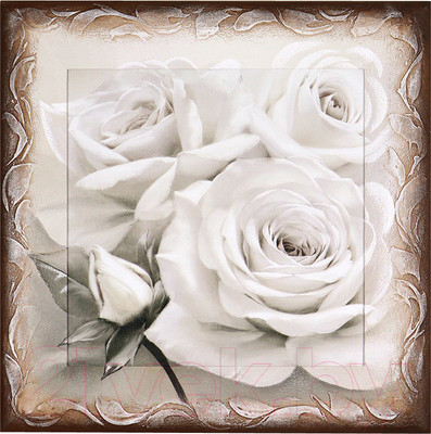 Картина Декарт Нежные белые розы 8Л1744 (в раме)