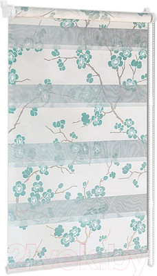 Рулонная штора Delfa Сантайм День-Ночь Декор МКД DN-46073 (52x160, сакура/бирюзовый)