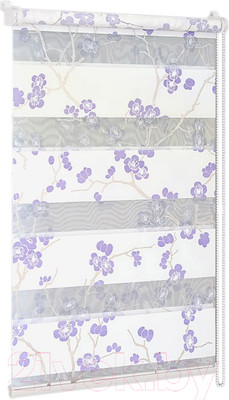 Рулонная штора Delfa Сантайм День-Ночь Декор МКД DN-46074 (52x160, сакура/фиолетовый)