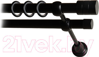 Карниз для штор Lm Decor Цилиндр 088 2р гладкий 25/19мм (черный матовый, 2м)