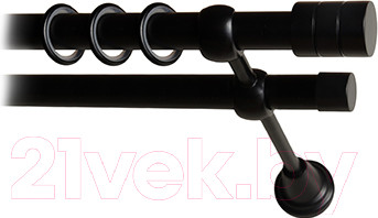 Карниз для штор Lm Decor Цилиндр 088 2р гладкий 25/19мм (черный матовый, 2.8м)