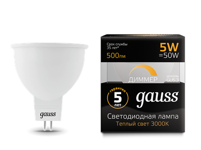 Лампа Gauss GU5.3-dim 5W 2700K/3000K / 101505105-D