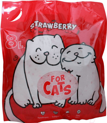 Наполнитель для туалета For Cats Силикагелевый с ароматом клубники / TUZ036 (8л/3.1кг)
