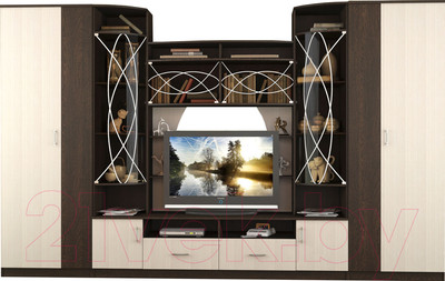 Стенка Астрид Мебель Палермо / ЦРК.ПЛР.01 (венге/анкор белый)