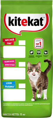 Сухой корм для кошек Kitekat Мясной пир (15кг)