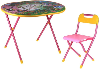 Комплект мебели с детским столом Дэми УЗ-01 Овал: Веселая ферма (розовый)
