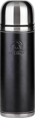 Термос для напитков Арктика 108-700 (в кожаной оплетке, черный)