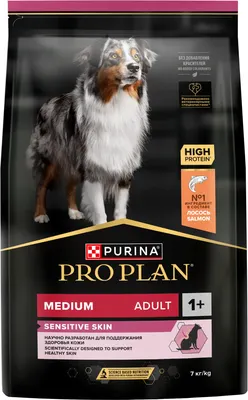 Сухой корм для собак Pro Plan Adult Medium Sensitive Skin с лососем и рисом (7кг)