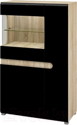 Шкаф Мебель-Неман Леонардо МН-026-03 (черный полуглянец/дуб сонома)