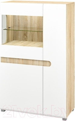 Шкаф с витриной Мебель-Неман Леонардо МН-026-03 (белое дерево/дуб сонома)