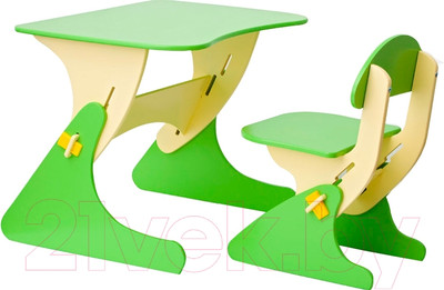 Комплект мебели с детским столом Столики Детям Буслик / Б-БС (бежевый/салатовый)