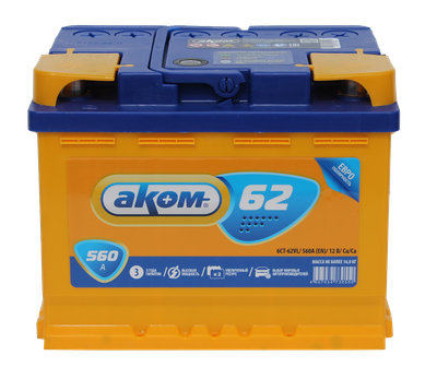 Автомобильный аккумулятор AKOM 6СТ-62 Евро / 562000009 (62 А/ч)