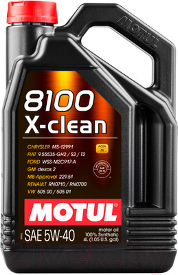Моторное масло Motul 8100 X-clean 5W40 / 104720 (4л)