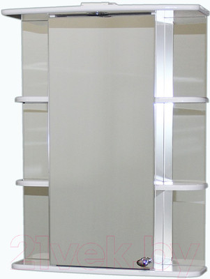 Шкаф с зеркалом для ванной СанитаМебель Камелия-10.60 (левый, белый)