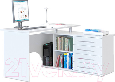 Компьютерный стол Сокол-Мебель КСТ-109 (правый, белый)