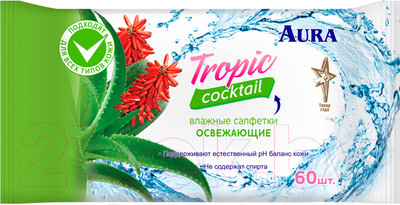 Влажные салфетки Aura Tropic Coctail (60шт)