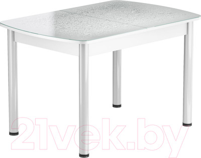 Обеденный стол Васанти Плюс БРФ 100/132x60Р/ОБ (белый/Капли белые)