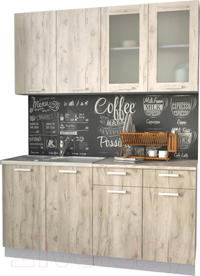 Кухонный гарнитур Интерлиния Мила 16 (дуб белый/дуб серый/опал светлый)