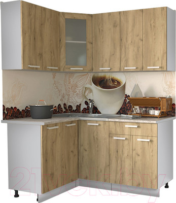 Кухонный гарнитур Интерлиния Мила 12x16 (дуб золотой/опал светлый)