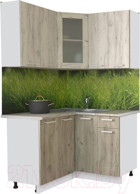 Кухонный гарнитур Интерлиния Мила 12x12 (дуб белый/дуб серый/опал светлый)