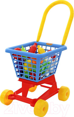 Тележка игрушечная Полесье Supermarket №1 с набором продуктов / 42989 (в сеточке)