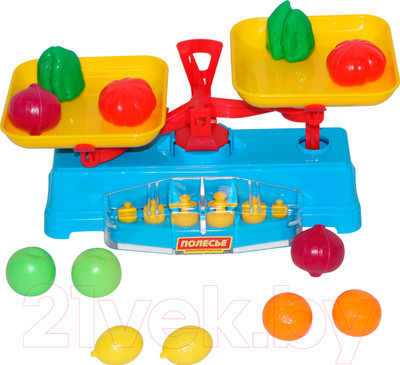 Весы игрушечные Полесье Весы с набором продуктов / 53787 (12эл, в сеточке)