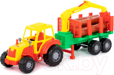 Лесовоз игрушечный Полесье Мастер трактор с полуприцепом / 35295