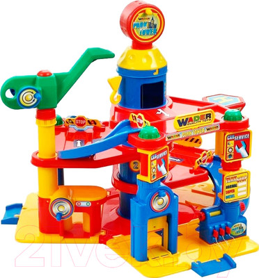 Паркинг игрушечный Полесье 4-уровневый с автомобилями / 37855 (в коробке)