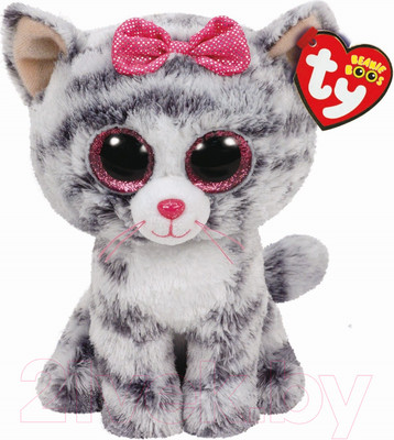 Мягкая игрушка TY Beanie Boo's Кошка Kiki / 37190 (серый)
