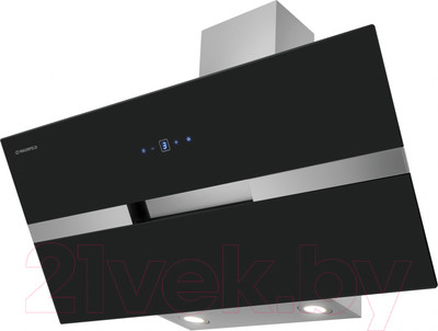 Вытяжка наклонная Maunfeld Mersey 90 (нержавеющая сталь/черное стекло)