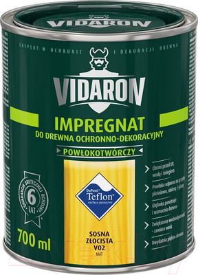 Защитно-декоративный состав Vidaron Impregnant V02 Золотистая сосна (700мл)