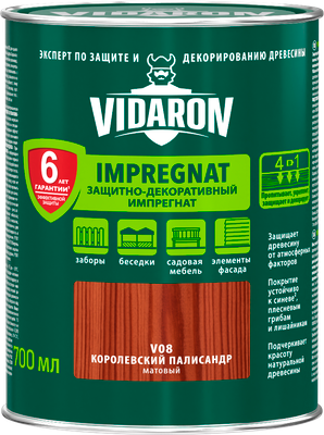 Защитно-декоративный состав Vidaron Impregnant V08 Королевский палисандр (700мл)