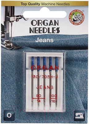 Набор игл для бытовой швейной машины Organ 5/90-100 (для джинсовой ткани)