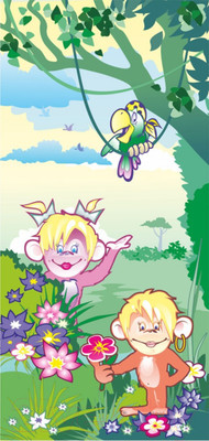 Фотообои листовые Твоя планета Люкс Мартышки-шалунишки (97x204)